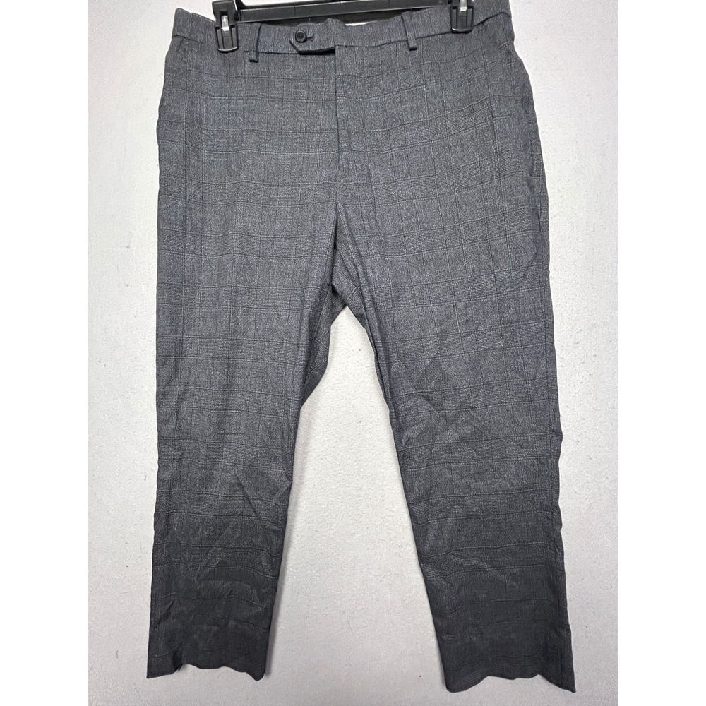 Vince Camuto Dress Pants Glen Plaid Gray 34x24 Mens